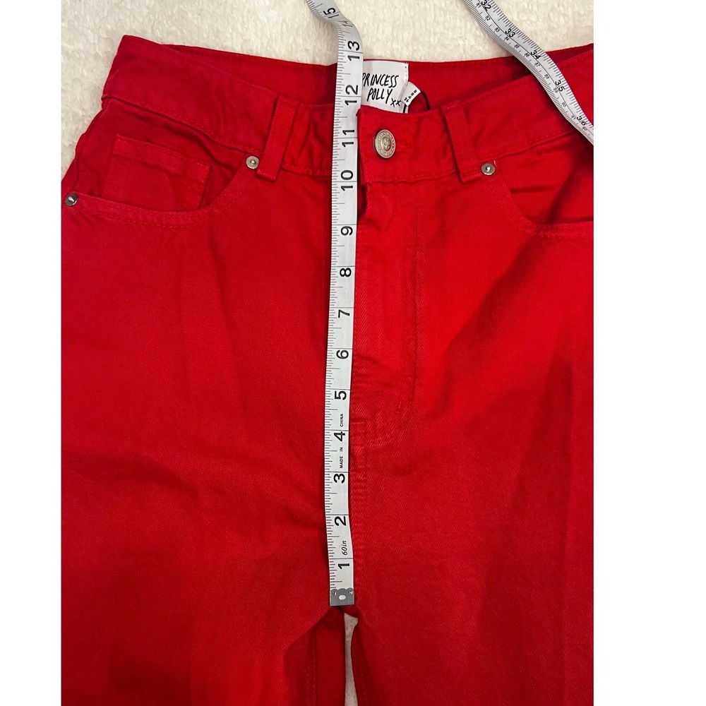 Princess Polly NWT Denver Denim Jeans Red High Rise Wide Leg US - Picture 6 of 14